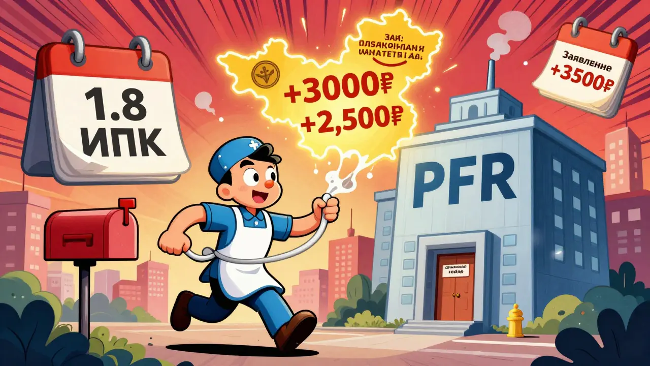 Ухаживающий бежит к почтовому ящику, чтобы подать заявление на пенсионные баллы за уход.