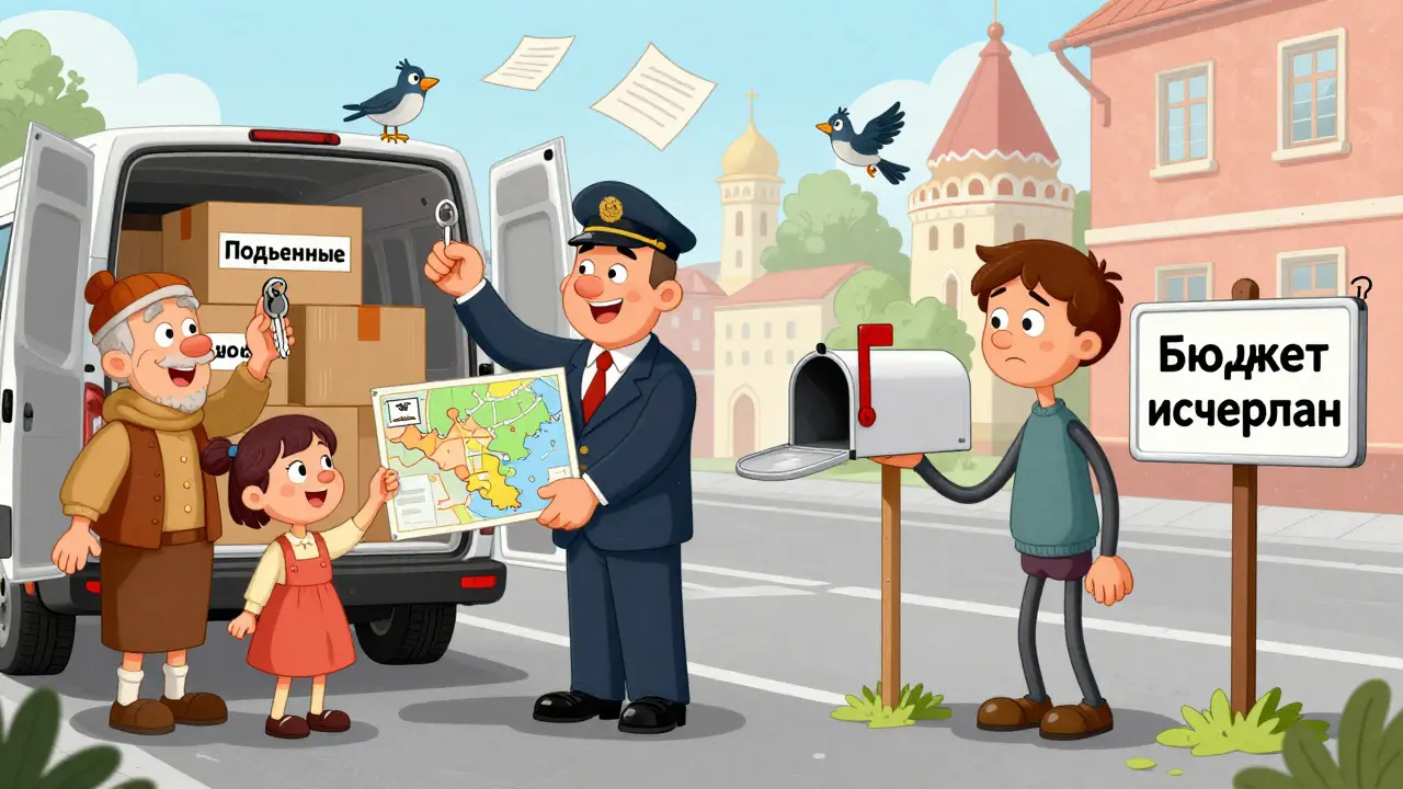 Семья в Сибири получает ключ от дома, а в центре России — пустой почтовый ящик.