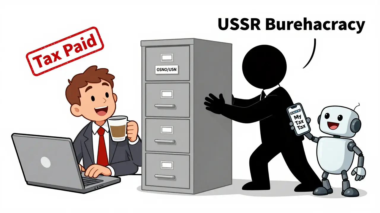 Фрилансер выбирает простой налоговый режим вместо сложной бюрократии, защищенный роботом с приложением.