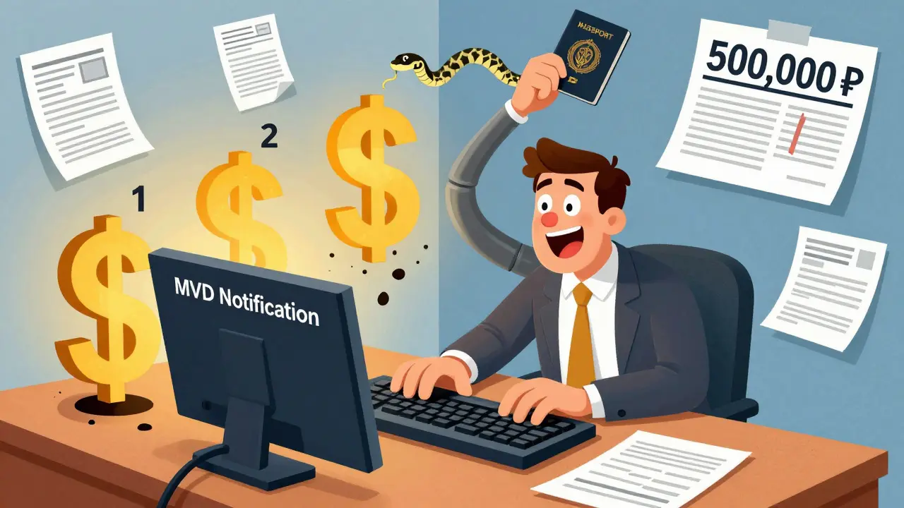 Сотрудник HR спешит подать уведомление в МВД, а поддельный паспорт превращается в змею.