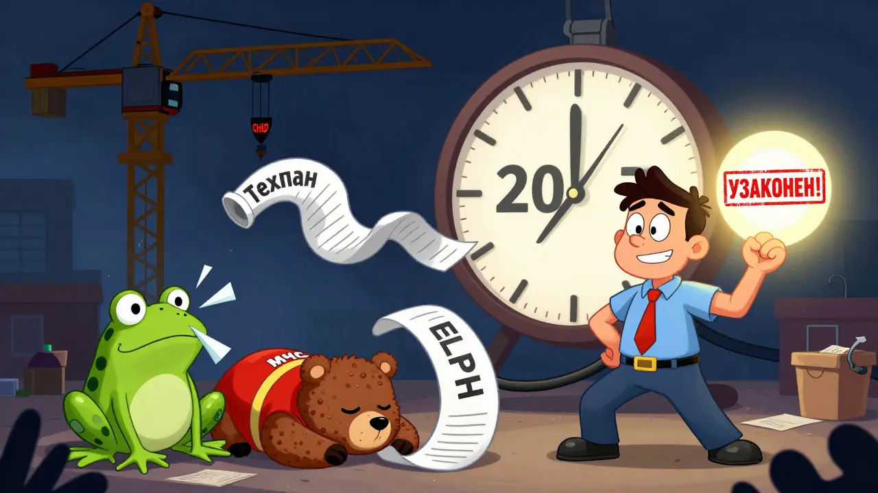 Человек собирает документы, пока часы тикают до 2027 года, а кран сноса приближается.