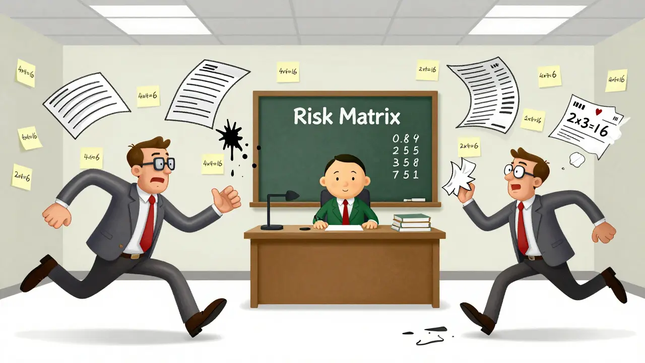 Сотрудники в офисе бегут от юридических рисков, а судья спокойно считает баллы на доске.