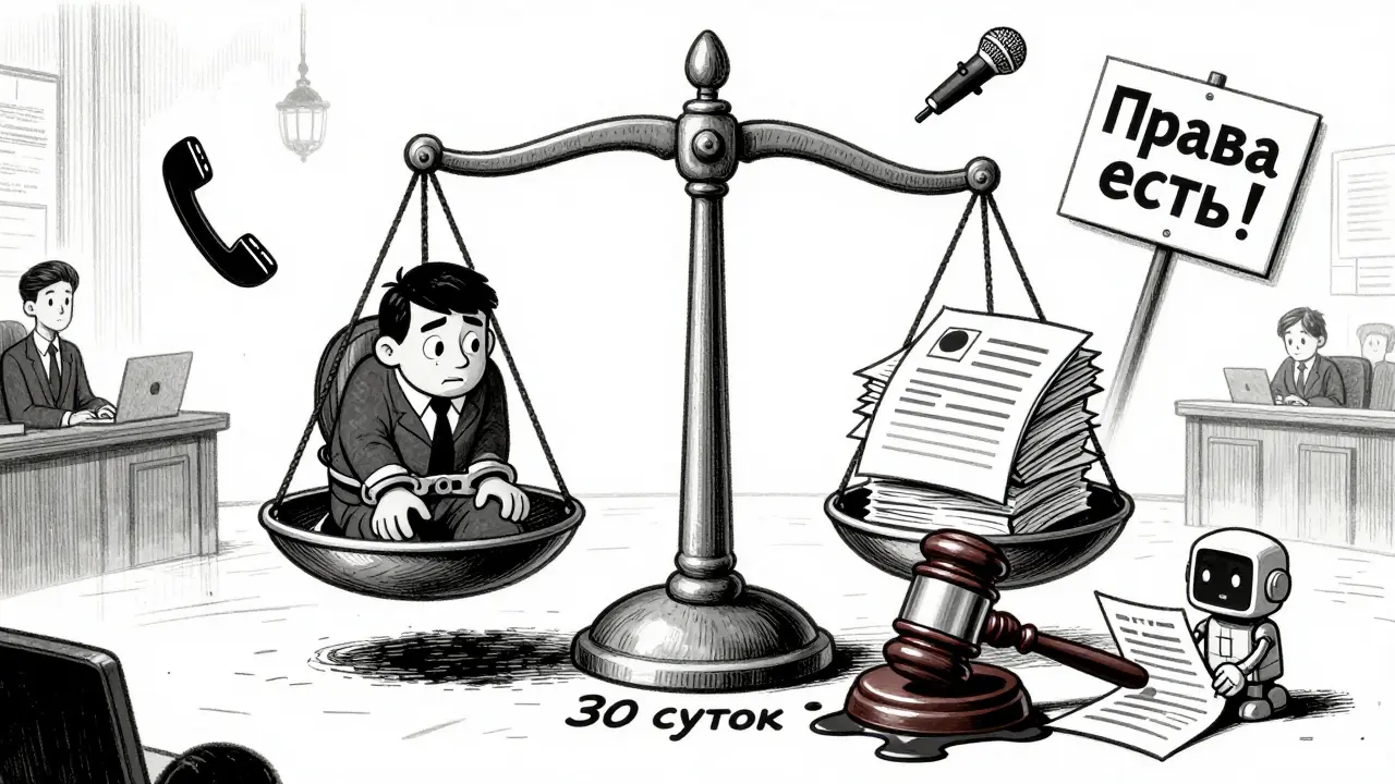 Судебные весы балансируют между правами человека и 30-дневным сроком задержания.