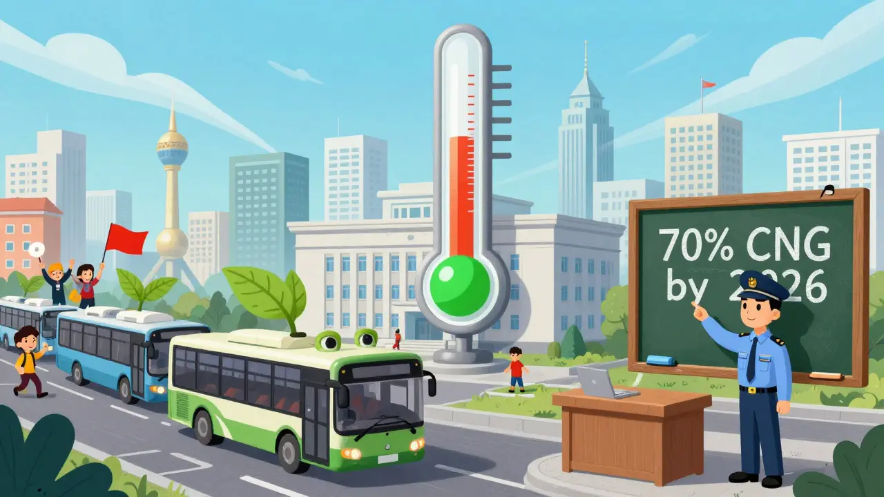 Автобусы в Казани превращаются в зелёных существ, а над городом светится зелёный уровень чистоты воздуха.