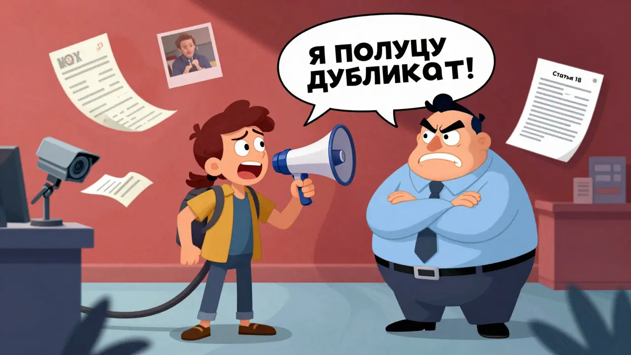 Покупатель требует дубликат чека, вокруг него летают доказательства покупки.