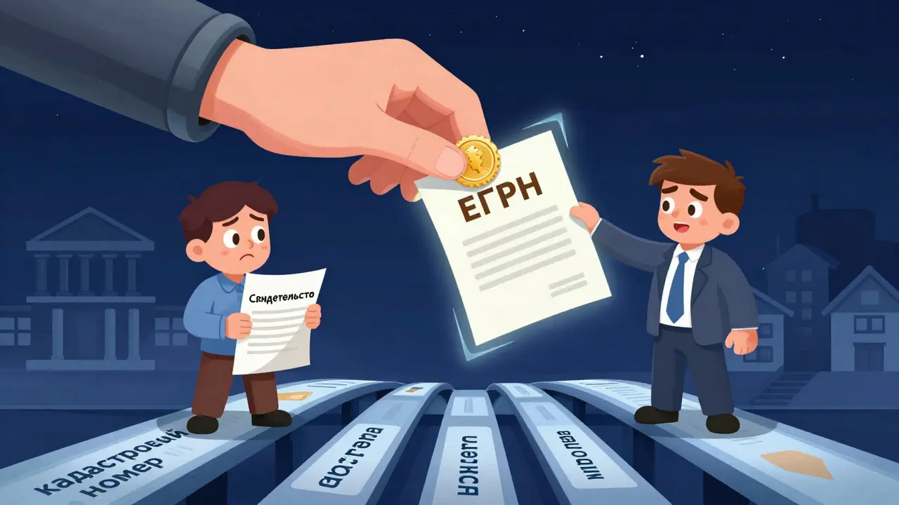 Человек переходит с бумажного свидетельства на цифровую выписку ЕГРН.