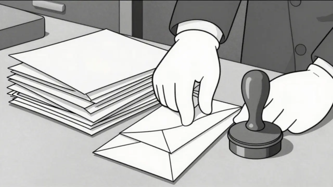 Руки собирают папки документов для соцзащиты.