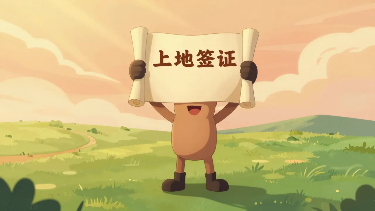 Счастливый новый владелец участка после оформления прав