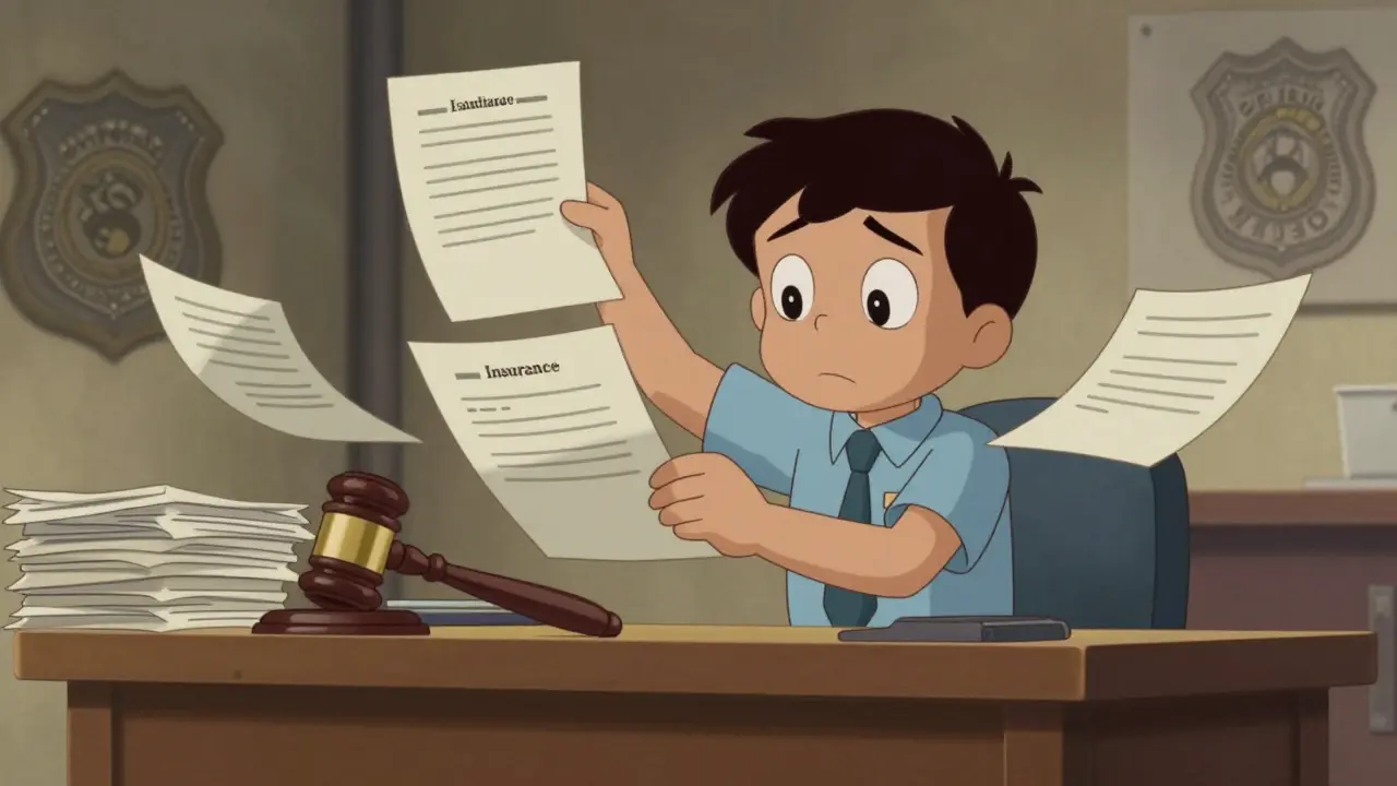 Водитель собирает документы для страховой выплаты