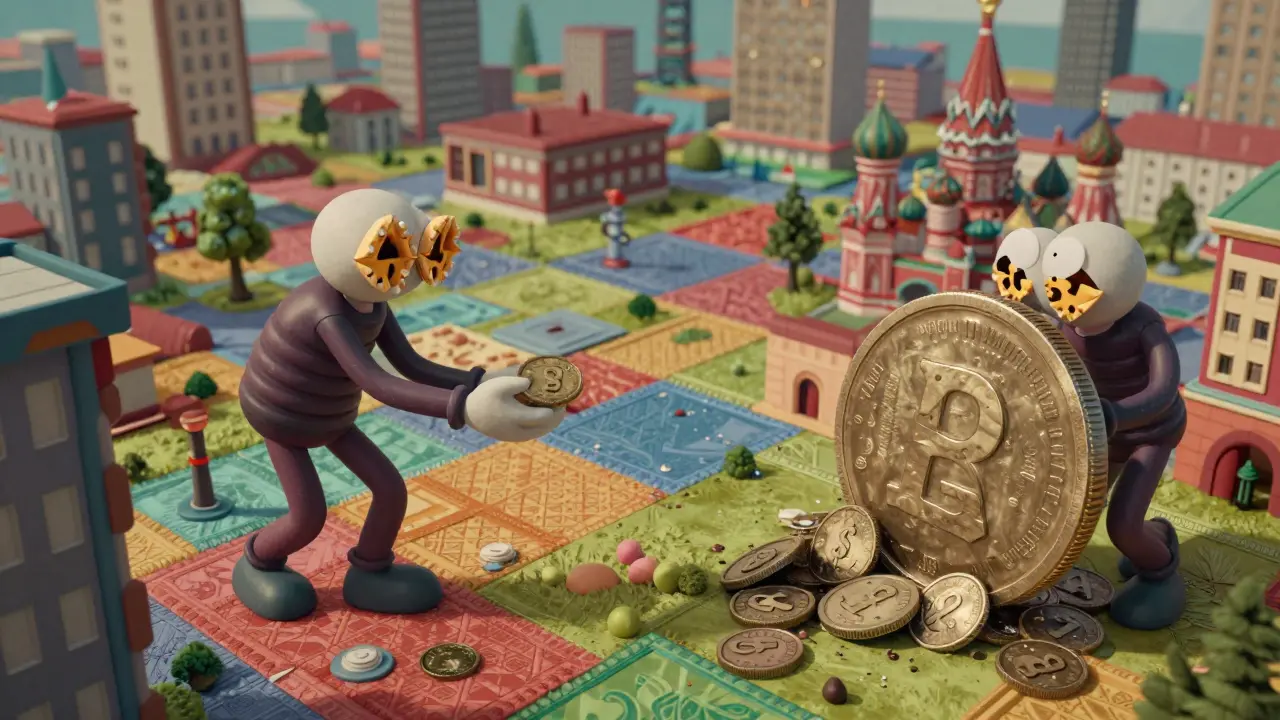 Метафора разных штрафов в регионах России в стиле мультфильмов 30-х годов