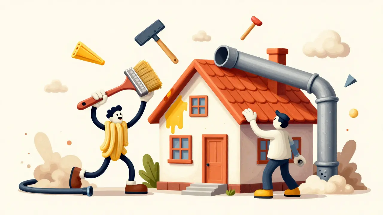 Мультяшные супруги делают капитальный ремонт в доме в стиле анимации 30-х