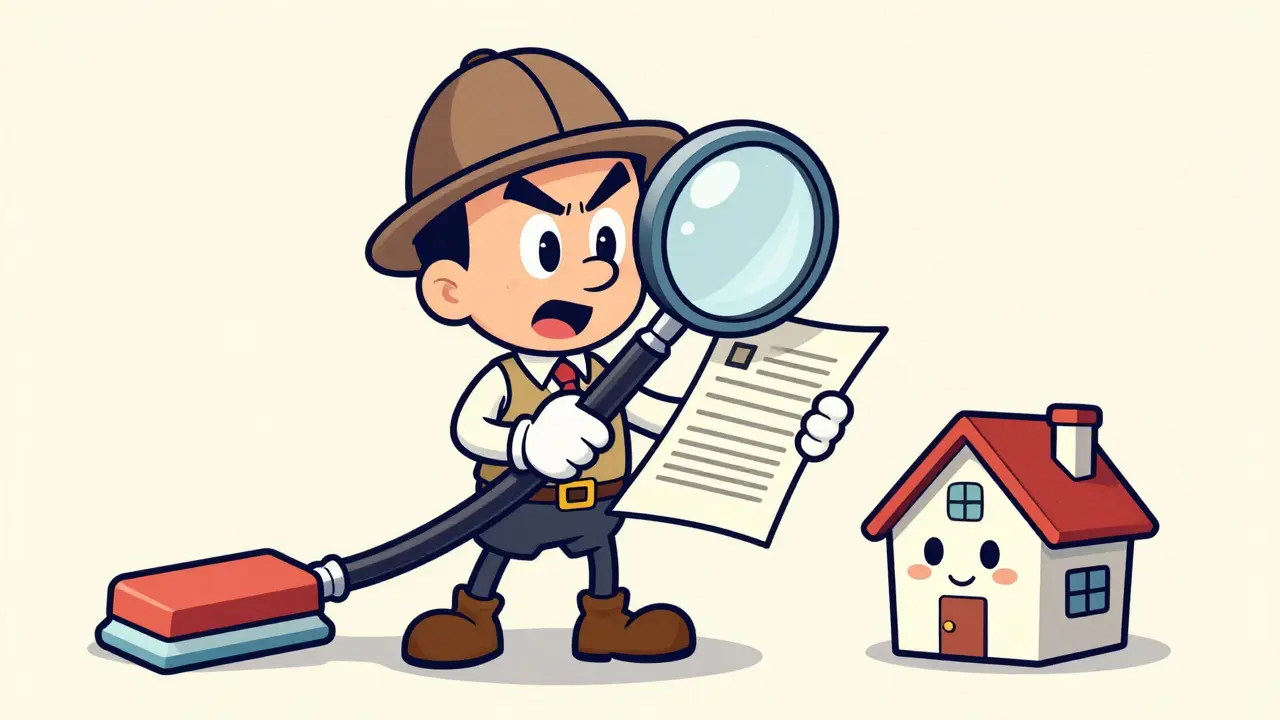 Персонаж-детектив с лупой уменьшает кадастровую стоимость домика