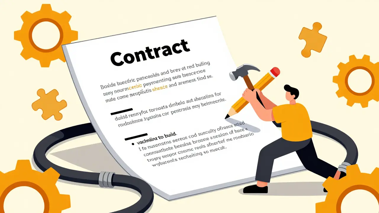 Персонаж настраивает условия договора обеспечения в стиле ретро-мультфильма