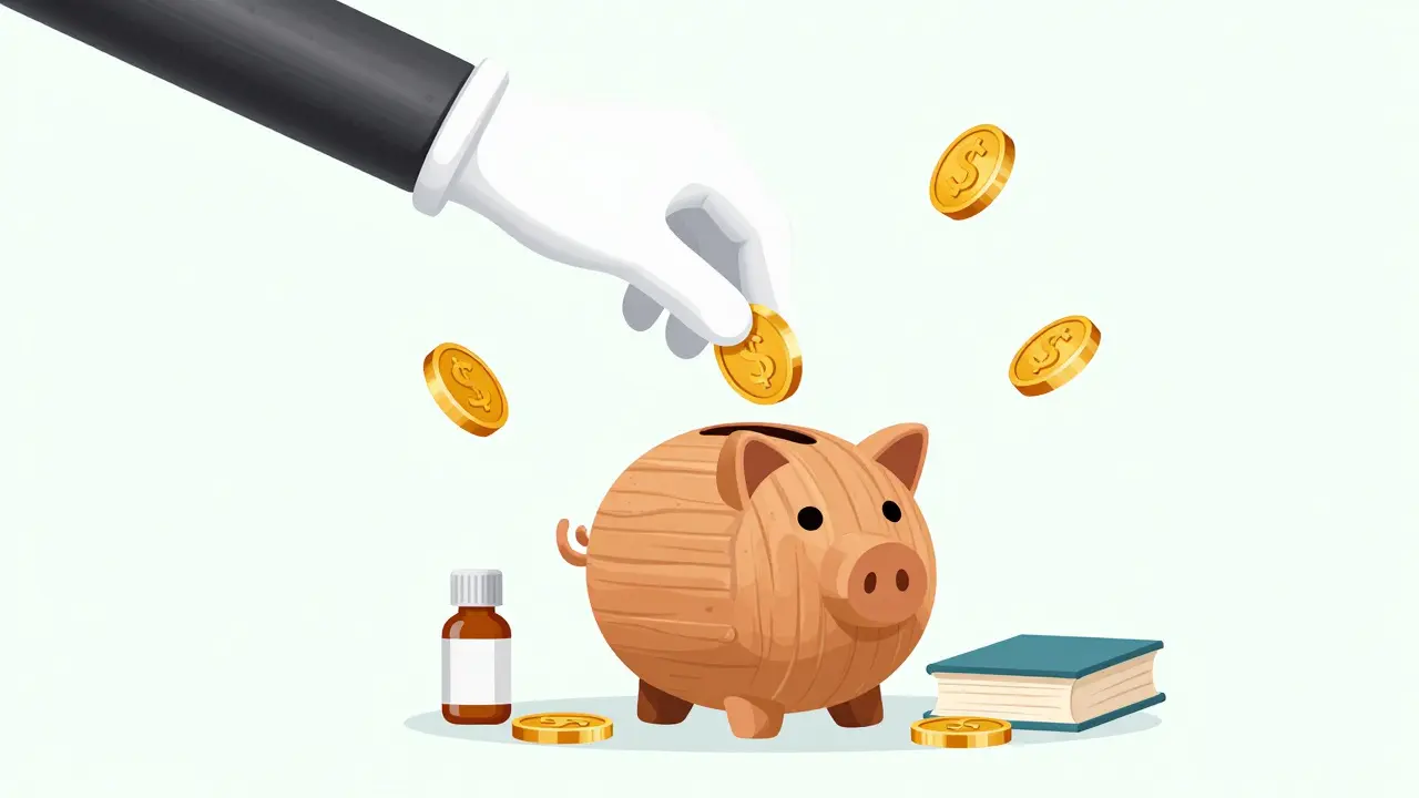 Стилизованные золотые монеты, падающие в копилку, символизирующие финансовую помощь