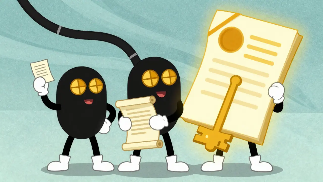 Три персонажа с разными видами доверенностей: разовой, специальной и генеральной