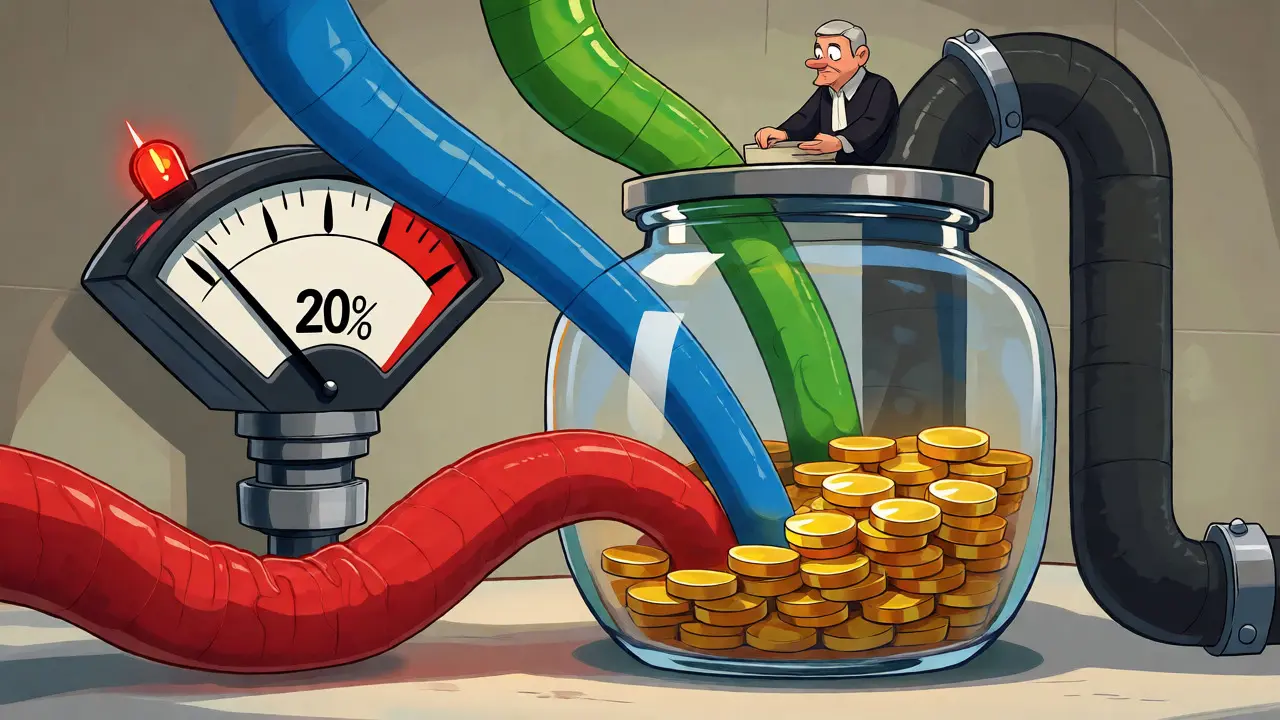 Концептуальная иллюстрация лимита удержаний в 20% из заработной платы