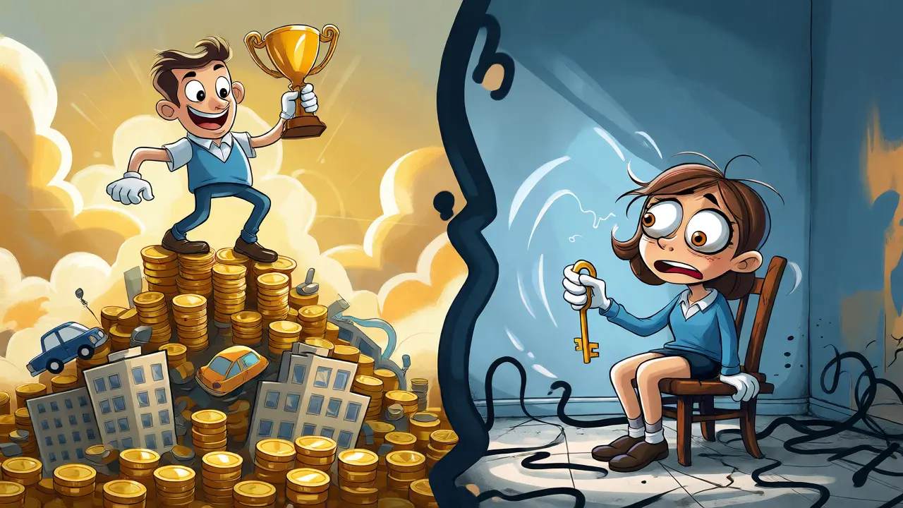 Неравный раздел имущества между мужем и женой в карикатуре